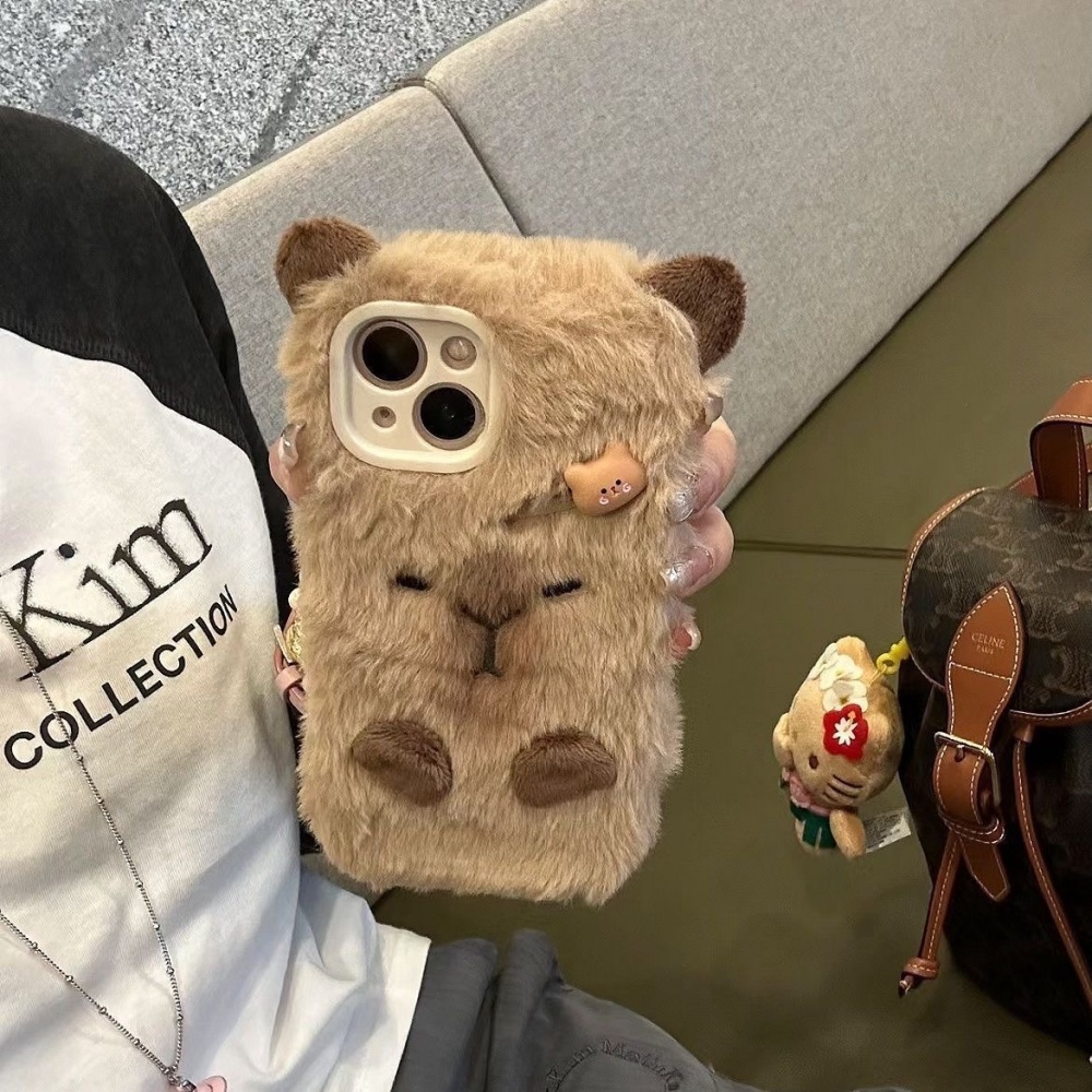 Shelly - Luxe Capybara Pluizig Bont Telefoon Case