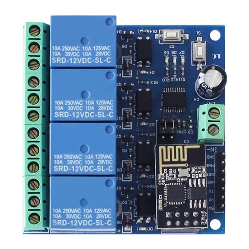 Smart Home Module Iot - ESP8266 ESP-01 4-weg WiFi relaismodule 12V
