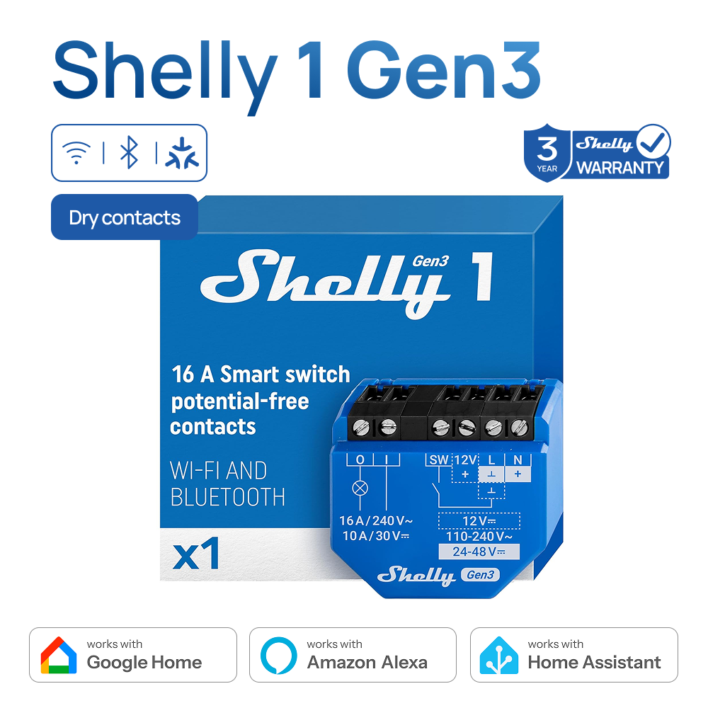 Shelly 1 Gen3 Droge Contact Sm - Shelly Plug recensie en prijs